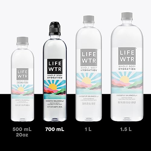 LIFEWTR enhanced Purified Water  pH Balanced with Electrolytes  100% recycled plastic bottles  23.7 Fl Oz Flip Cap Bottles  700 mL (Pack of 12)