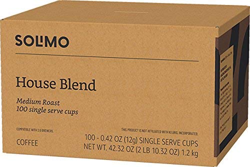 Solimo Medium-Dark Roast Coffee Pods, House Blend, 100 Count, Compatible with Keurig 2.0 K-Cup malt-inspired