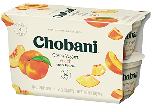 Chobani Non-Fat Greek Yogurt Peach on the Bottom 5.3oz 4-pack