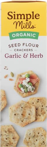 Simple Mills Organic Seed Crackers Garlic & Herb - Gluten Free Vegan Healthy Snacks Paleo Friendly 4.25 Ounce (Pack Of 1)