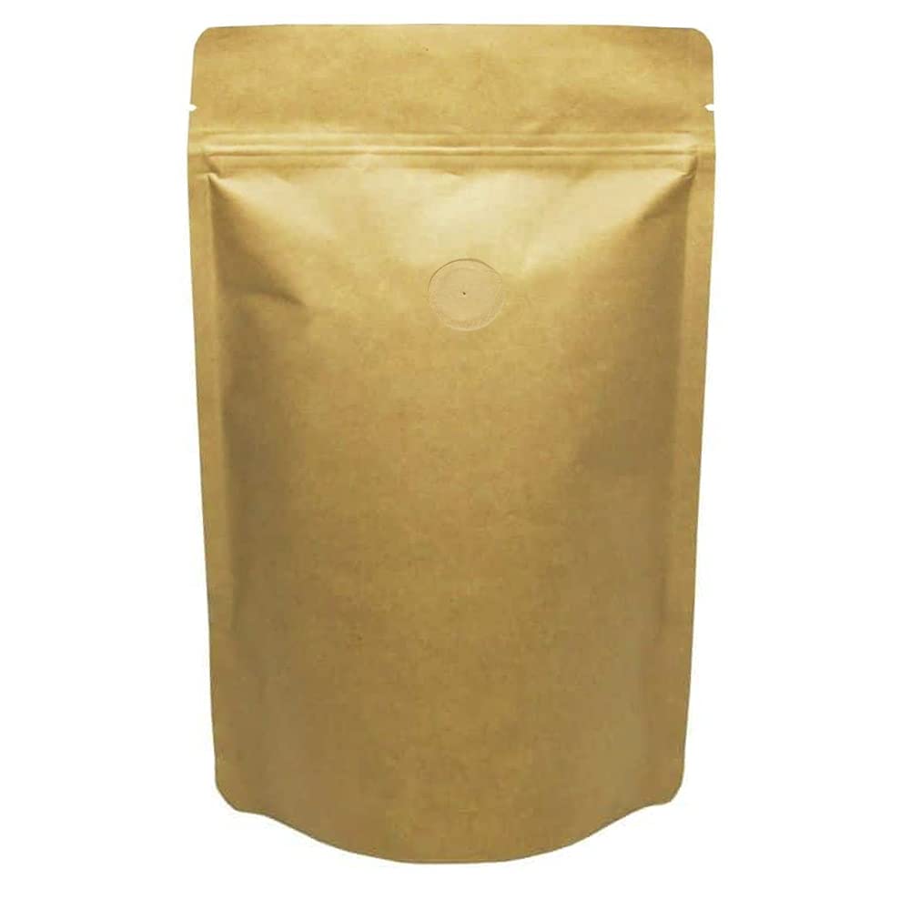 Awepackage 2 Lb(32 Oz) Stand Up Zipper Pouch Coffee Bag With Degassing Valve (10, Kraft)