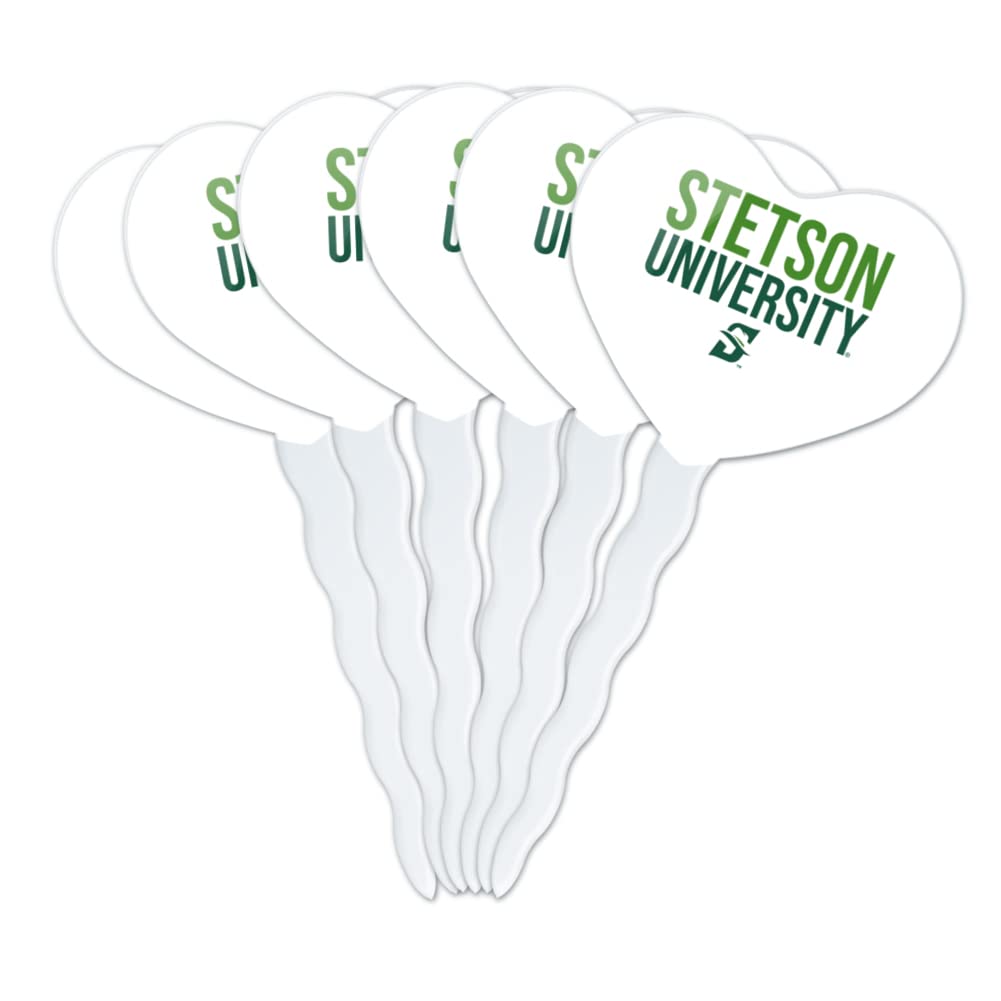 GRAPHICS & MORE Cupcake Picks Set of 6, Acrylic, Stetson University Heart Love Design