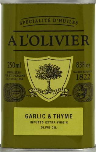 A L'Olivier Garlic & Thyme Infused Extra Virgin Olive Oil, 8.3 fl oz