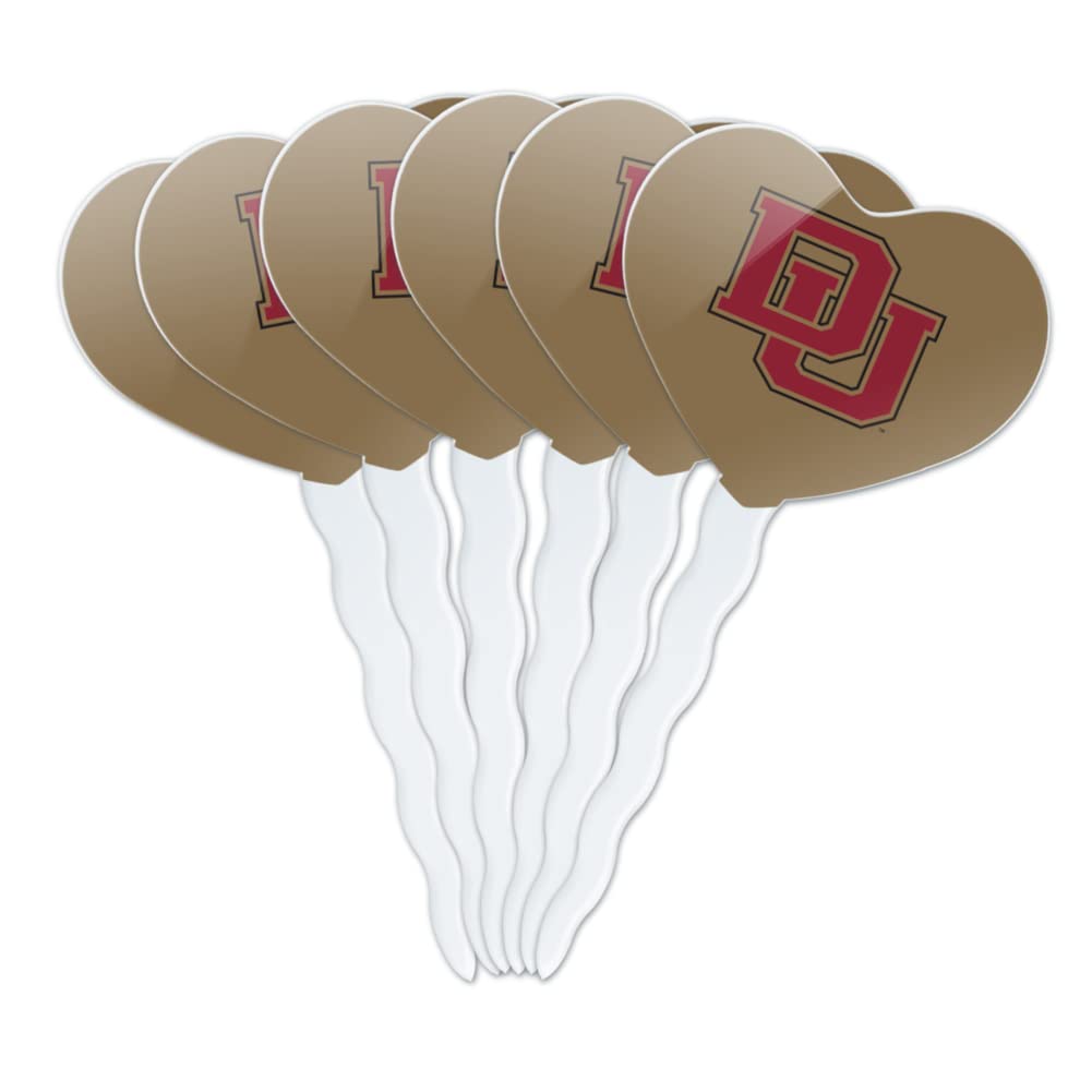 GRAPHICS & MORE Cupcake Picks Toppers Set of 6, Acrylic, University of Denver, Model CUPCAKE.HEART.CLCDEN.Z007933