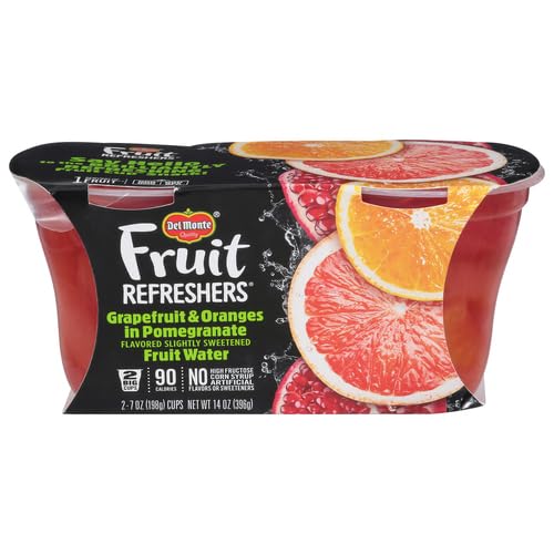 DEL MONTE FRUIT REFRESHERS Grapefruit and Oranges FRUIT CUP Snacks in Pomegranate-Flavored Sweetened Water, 7 Ounce (Pack of 2)