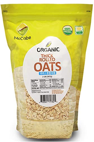 Mccabe Organic Thick Rolled Oats - Extra Thick Rolled Oats | Rich With Fiber & Minerals | Usda And Ccof Certified | Product Of U