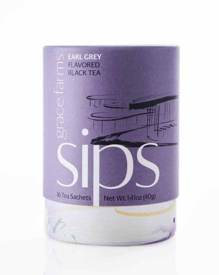 Grace Farms Organic Earl Grey Black Tea, 16 Pyramid Sachets | Bergamot Oil | Fairtrade & Kosher |Gives Back 100% Of Profits