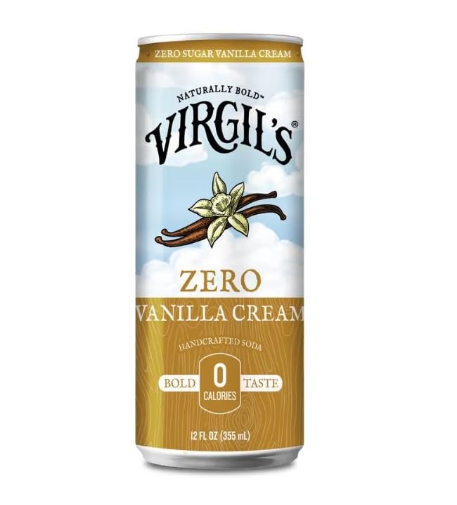 Virgils Zero Sugar Vanilla Cream Soda, 12oz Slim Cans, 24 Pack - Bold Flavor, Zero Calorie
