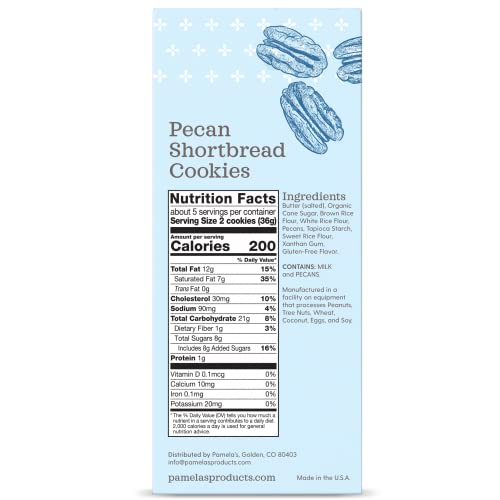 Pamela'S Pecan Shortbread Gluten Free Cookies, 6.25 Oz (Pack Of 6)