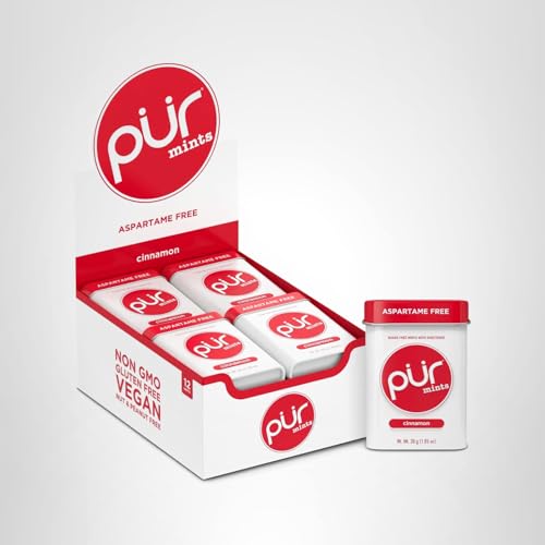 PUR Mints | Aspartame-Free | Made with Xylitol | Sugar-Free  Vegan  Gluten-Free & Keto Friendly | Natural Cinnamon Flavor  30 Pieces (Pack of 12)