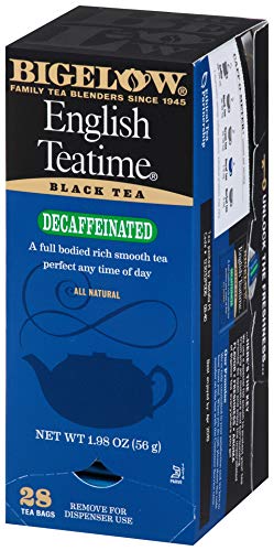 Bigelow Tea Decaffeinated English Teatime Tea, 28 Count (Pack of 6), Premium Bagged Caffeine-Free Black Tea, Model 10357
