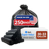Reli. 30-33 Gallon Trash Bags Heavy Duty  250 Bags Bulk  Black Large Trash Bags 30+, 32 Gallon  Made In Usa