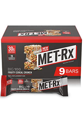 Met-Rx Big 100 Colossal Protein Bars, Fruity Cereal Crunch Meal Replacement Bars, 9 Count