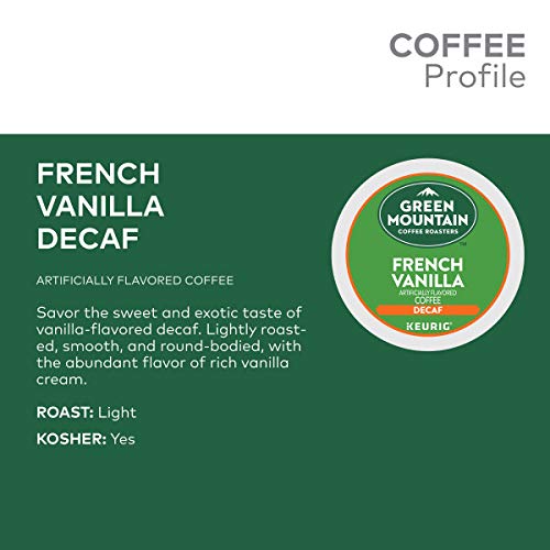 Green Mountain Coffee Roasters French Vanilla Decaf Keurig Single-Serve K-Cup Pods, Light Roast Coffee, 72 Count (6 Packs Of 12)