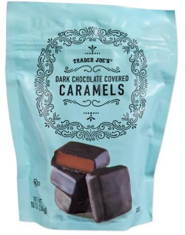 Trader Joes Dark Chocolate Covered Caramels - Rich & Chewy Gourmet Candy - 2 Pack (10Oz / 284G Each)