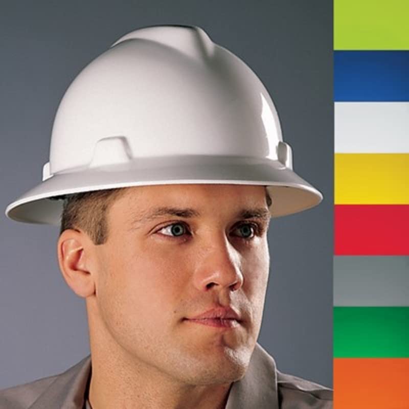 Msa 454730 V-Gard Full-Brim Hard Hat With Staz-On Pinlock Suspension | Polyethylene Shell, Superior Impact Protection, Self Adju