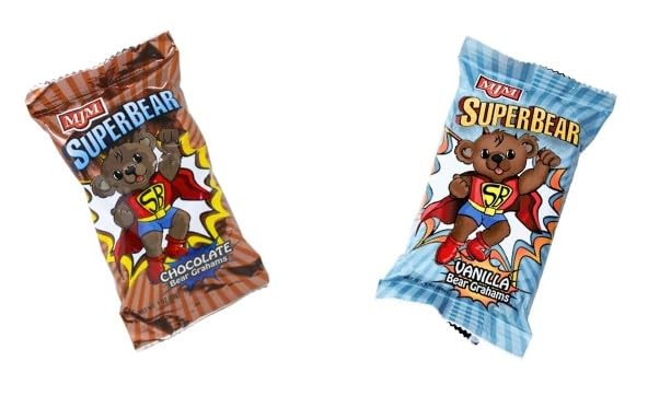 MJM SuperBear Chocolate and Vanilla Graham Combo Pack - 50 Ounce (25 Chocolate/25 Vanilla) Snack for All Ages