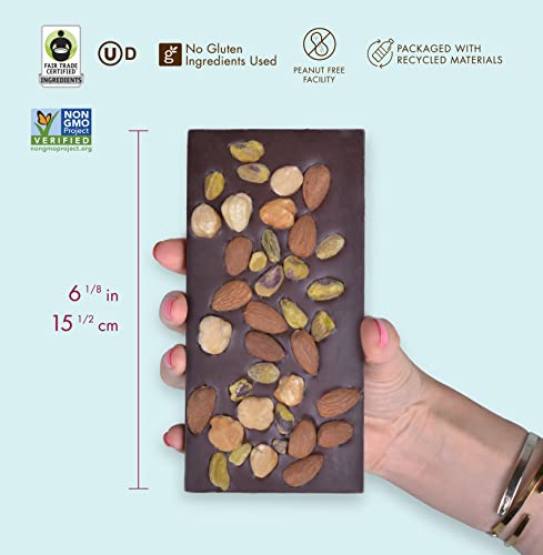 Chuao Chocolatier Triple Nut Temptation Dark Chocolate Gourmet Bars | For Gift Baskets, Birthday, Thank You, Care Package | 10 Pack, 2.8 Oz Each