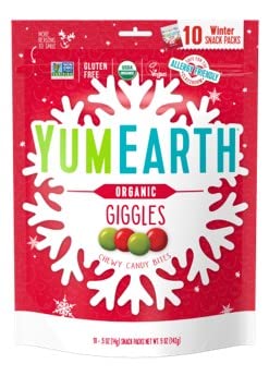 Yumearth Holiday Organic Giggles 10- .5 Ounce Winter Snack Packs Allergy Friendly Gluten Free Non-Gmo Vegan No Artificial Flavor
