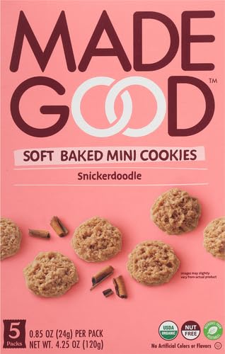 MadeGood Snickerdoodle Soft Baked Cookies, Organic Snacks, 0.85oz Each