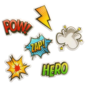 Super Hero Assortment Edible Sugar Cake Toppers, 12 Count
