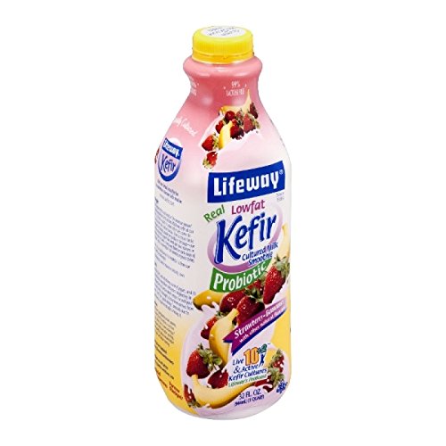 Lifeway Lowfat Kefir, Strawberry Banana, 32 Ounce, Pack of 6