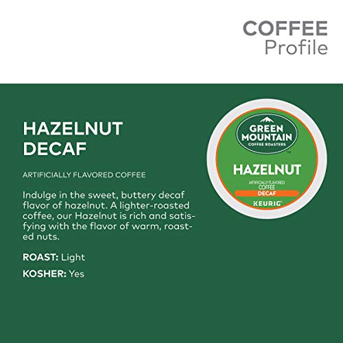 Green Mountain Coffee Roasters Hazelnut Decaf K-Cup Pods, Flavored Light Roast Coffee, 48 Count, Model 373316