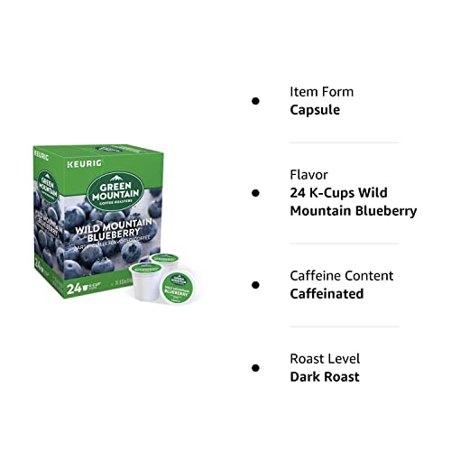 Green Mountain Coffee Pods K-Cups for Keurig Machines, Flavored, 24 Count, Wild Mountain Blueberry