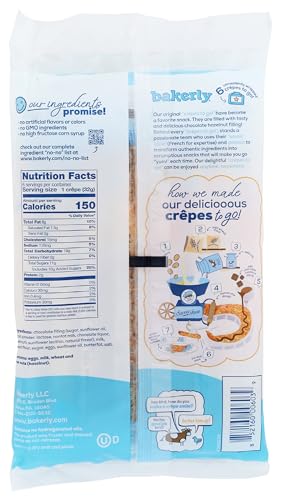 bakerly Chocolate Hazelnut Filled Crpes, 6 Pack, 6.78 Ounce (Frozen)