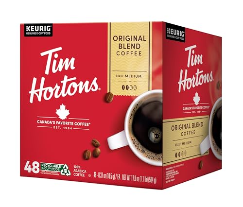 Tim Hortons Original Blend, Genuine Medium Roast Coffee, Single-Serve K-Cup Pods, 48Ct