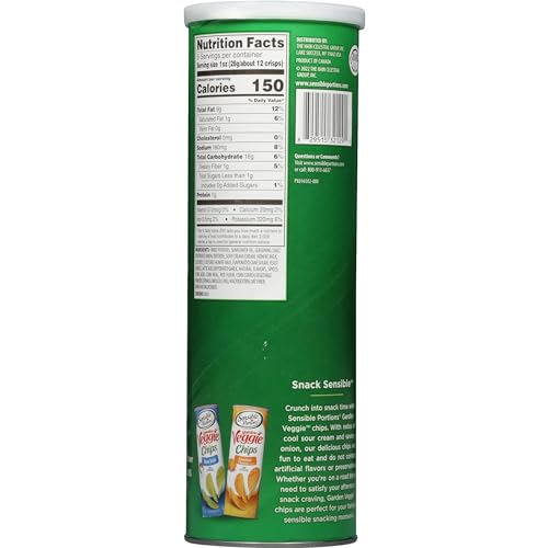 Sensible Portions Stacked Garden Veggie Chips, Sour Cream & Onion, 5 Oz (Pack Of 12)