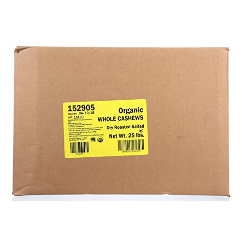 Bulk Nuts cashews Organic Whole Fancy Roasted and Salted 25 count