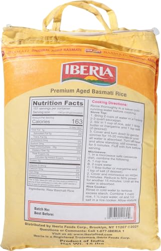 Iberia Premium Aged Indian Basmati Rice, 15 Pounds