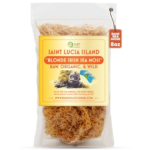 Golden Irish Sea Moss | Wildcrafted From St. Lucia | 8Oz Makes ~120+ Oz Sea Moss Gel | 100% Natural, Raw & Sun-Dried | Dr. Sebi Inspired, Nutrient-Rich Irish Moss For Health & Wellness