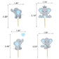 Morofme 48pcs Elephant Cupcake Toppers, Double-Sided, Cardboard, Blue, Model 003, Baby Shower, Birthday Party Decorations
