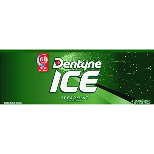 Dentyne Ice Sugar Free Gum (Spearmint 16 Piece Pack of 9)
