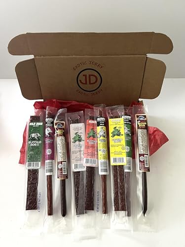Jerky Dynasty Bayou Mix - 10-Pack Exotic Beef Jerky with Venison, Wild Boar & Alligator - Unique Slim Stick Snacks