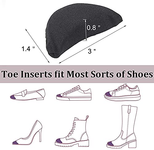 Toe Inserts For Shoes Too Big, 4 Pairs Shoe Inserts For Women Men, Foam Toe Filler, Shoe Fitters, Black And Beige