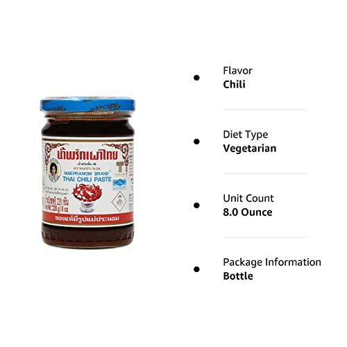 MAEPRANOM Thai Chili Paste - 8oz Cooking Ingredient from Thailand, Authentic Thai Flavor
