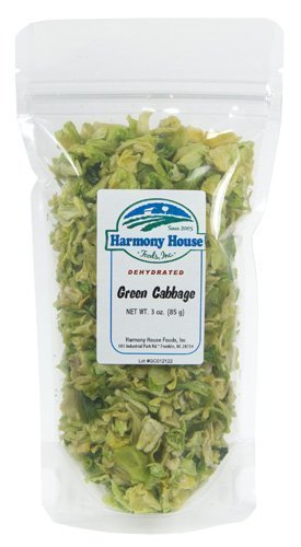 Harmony House Foods Dehydrated Cabbage Flakes - Air Dried Vegetables for Soup and Cooked Dishes, Great for Camping, Survival, and Backpacking, 1.5 Ounces