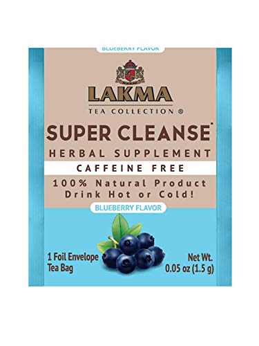 HYLEYS Tea Super Cleanse Tea - Blueberry Flavor, Caffeine Free, 25 Tea Bags