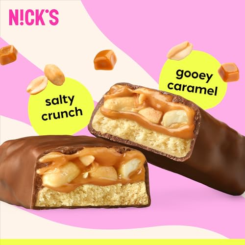 Nicks Protein Bars Chocolate Peanut | 15G Protein | 200 Calories | Low Carb Keto Friendly Snacks No Added Sugar (Multipack 12 Bars X 50G)