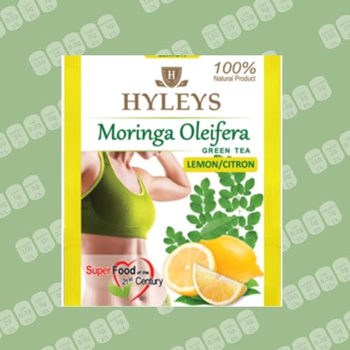 Hyleys Moringa Oleifera and Green Tea Lemon Flavor - 25 Tea Bags - Superfood  Tree Tea with Dried Moringa Oleifera Leaves