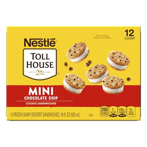 Tollhouse Mini Vanilla Chocolate Chip Cookie Sandwiches, 18 Fl Oz (Frozen), 12 Count
