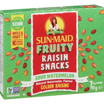 Sun-Maid Fruity Raisin Snacks, Sour Watermelon, 140g/5 oz. Box (Imported from Canada)