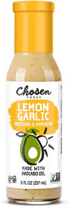 Chosen Foods Lemon Garlic Dressing & Marinade, Avocado Oil, Gluten Free, Non-GMO, 8 Fl Oz (Pack of 6)