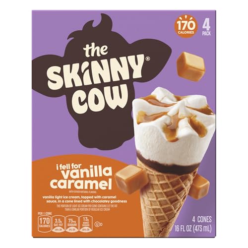 Skinny Cow, Vanilla / Caramel Cones, 4 Count (Frozen)