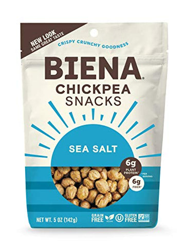 Biena Chickpea Snacks, Sea Salt | Gluten Free | Vegan | Dairy Free | Plant Based Protein (Single 5 Oz. Bag)