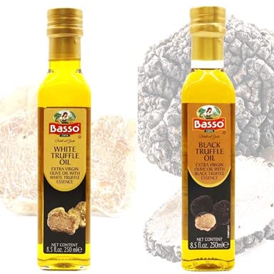 Black & White Truffle Oil Set, Large Bottle Size, 2 Bottles X 8.5Oz (250 Ml), High Concentrate,