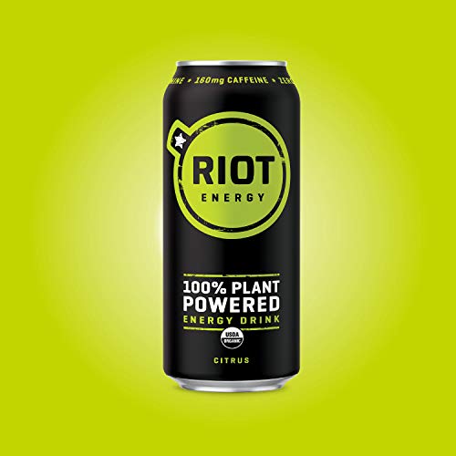 RIOT Clean Energy Drink  Citrus Lime  Zero Artificial Anything  No Sucralose  Made with Real Fruit  No Sugar Added  Natural Healthy Energy Stamina & Focus  16 Fl Oz (Pack of 12)